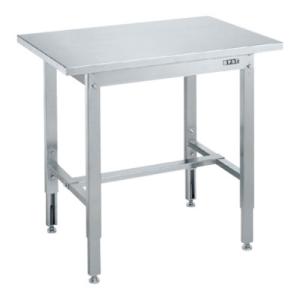 サカエ ステンレス高さ調整作業台 SUS430 角パイプ脚 耐荷重200kg 幅900×奥行600×...