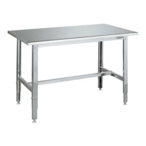 サカエ ステンレス高さ調整作業台 天板R付き SUS430 耐荷重150kg 幅900×奥行600×...
