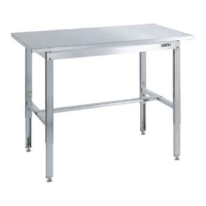サカエ ステンレス高さ調整作業台 SUS430 角パイプ脚 耐荷重200kg 幅1200×奥行600...