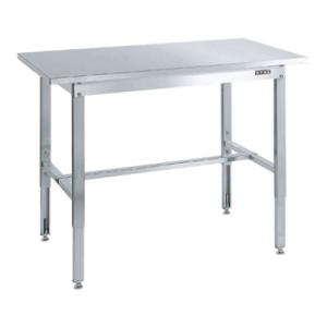 サカエ ステンレス高さ調整作業台 SUS430 角パイプ脚 耐荷重200kg 幅1500×奥行750...