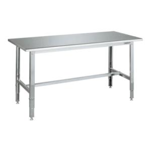 サカエ ステンレス高さ調整作業台 天板R付き SUS430 耐荷重150kg 幅1500×奥行750...