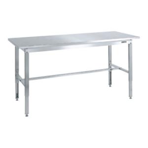 サカエ ステンレス高さ調整作業台 SUS430 角パイプ脚 耐荷重200kg 幅1800×奥行750...
