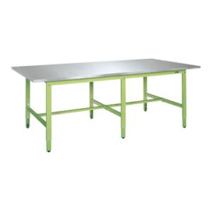 サカエ 大型高さ調整作業台 ステンレスカブセ天板仕様 幅2400×奥行1100×高さ745〜945m...