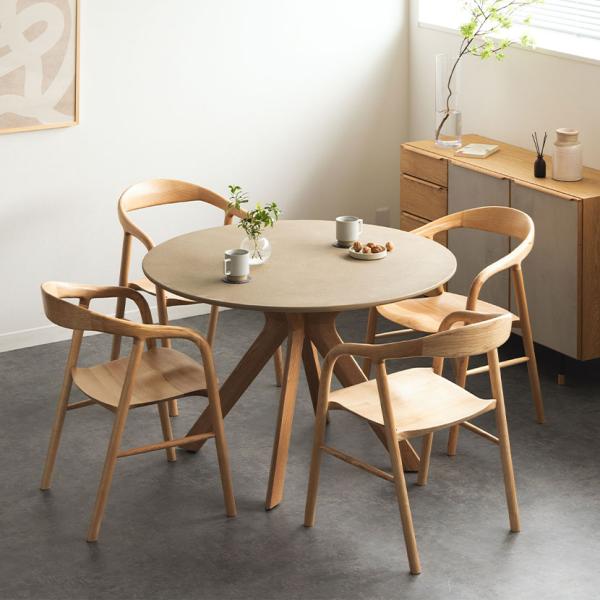 設置無料 4人用 ダイニングテーブルセット 5点(幅1500mm 円形テーブル×1 食卓椅子×4) ...