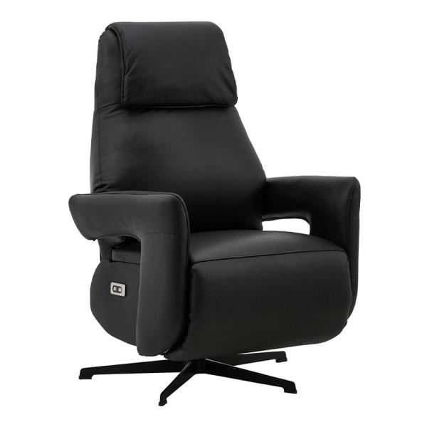 電動 パーソナルチェア 本革張り リクライニングチェア 1人掛けソファ 省スペース 回転式 幅770...