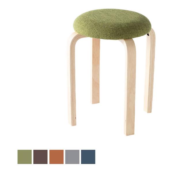 法人様限定 6脚セット 木製ラウンドスツール 布張りクッション付き 幅405×奥行405×高さ473...