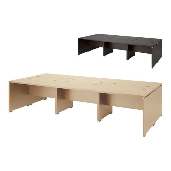 法人様限定 WD 木製フリーアドレスデスク 幅3000mm 6人用 両面タイプ 配線穴あり イタリア...