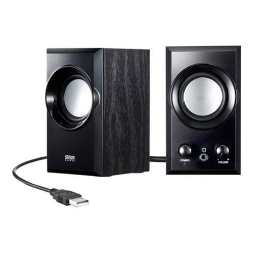 サンワサプライ 木製USBスピーカー 5W(2.5W+2.5W) ブラック