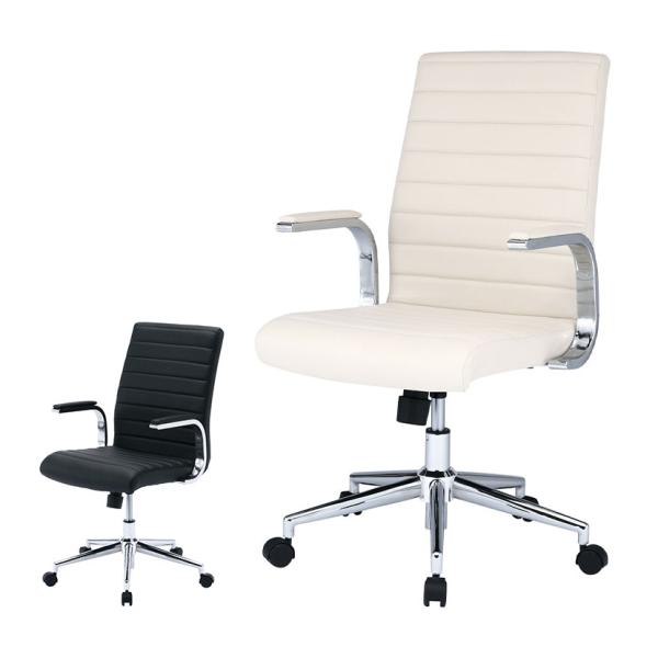 オフィスチェア PUレザー 固定肘 ロッキング サンワサプライ ミドルバック PUレザーチェア 幅6...