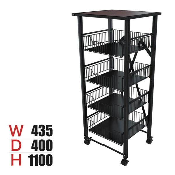 E-WIN 折りたたみ引き出しラック 5段 天板付き 幅435×奥行400×高さ1100mm