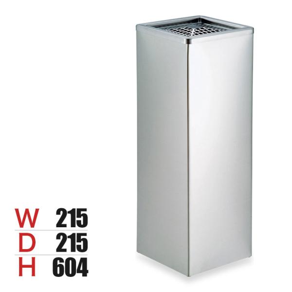 テラモト ステン角型灰皿 2.1L GPX-28A 底ゴム付き 吸い殻入れ タバコ 幅215×奥行2...