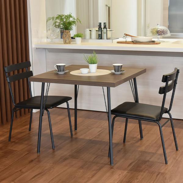 2人用 ダイニングテーブル 3点セット(幅800×奥行800mm メラミンテーブル×1・チェア×2)...