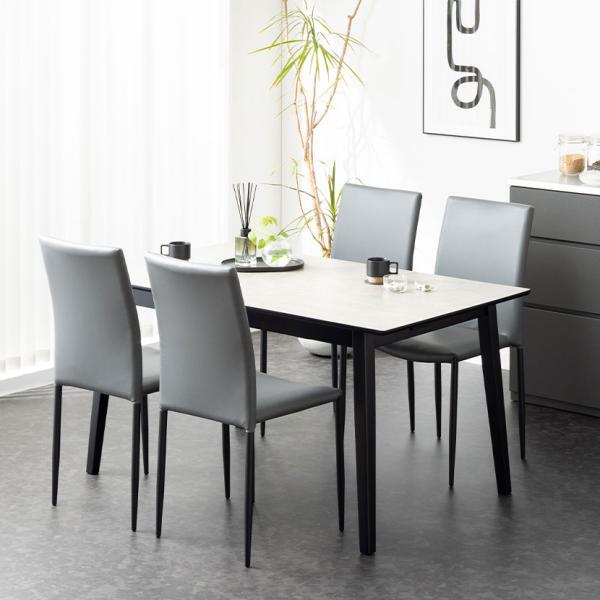 4人用 ダイニングテーブルセット 5点(幅1500mm食卓テーブル×1・食卓椅子×4) メラミン天板...