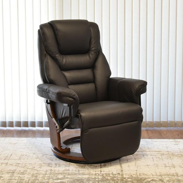 パーソナルチェア 本革張り リクライニングチェア 1人掛けソファ 省スペース 回転式 幅800×奥行...