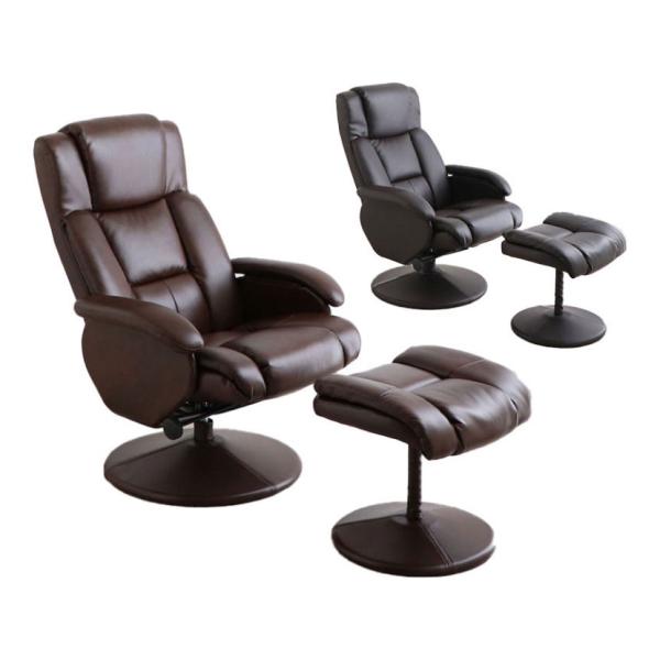 ラウンジチェア おしゃれ レザーチェア フロアソファ デスクチェア リクライニング オットマン付き ...