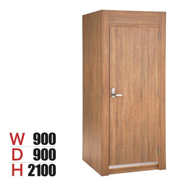 木製フィッティングルーム ドアタイプ 照明なし 鍵付き 鏡付き 試着室 更衣室 防炎 ラスティック柄...