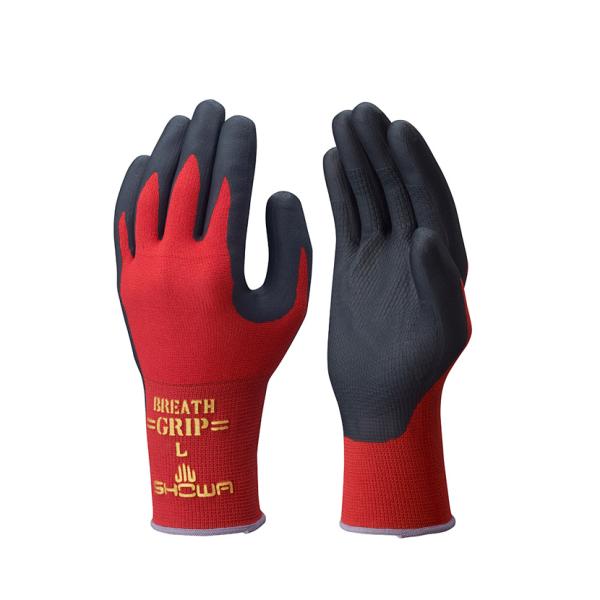 ショーワ ニトリルゴム背抜き手袋 ブレスグリップ typeR レッド NO380R