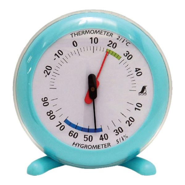 シンワ 温湿度計Q-2 丸型100mmライトブルー