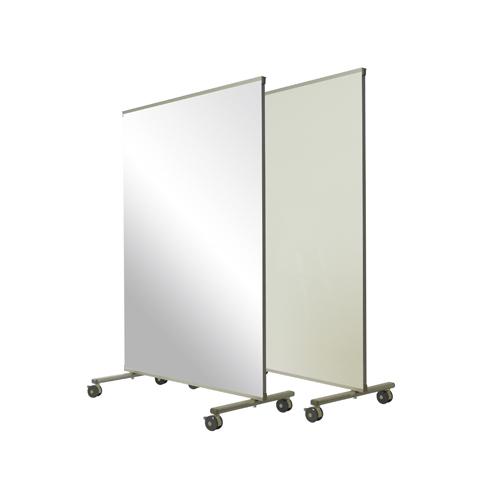 ミラーボード M型 幅1180mm 裏面ホワイトボード 衝立 パーティション 鏡 ダンス