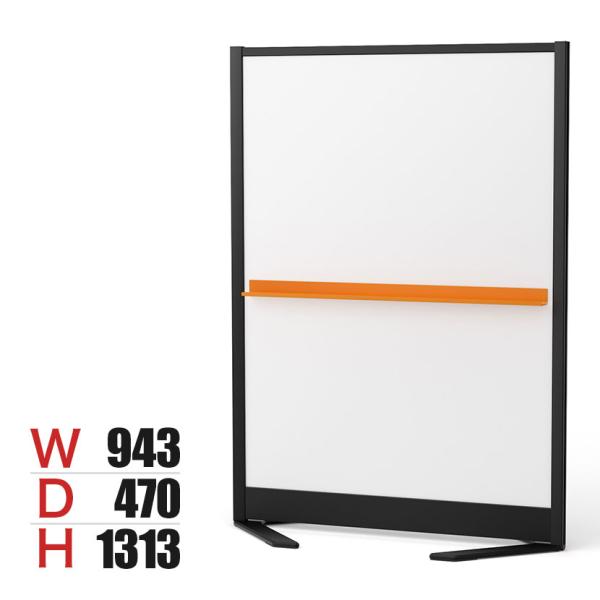 プラス パーティションホワイトボード くの字脚タイプ ブラックフレーム 背低 マグネット対応 幅94...