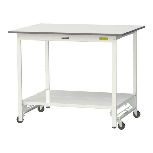 山金工業 軽量作業台 ワンタッチ移動式 全面棚付 耐荷重150kg固定時 低圧メラミン天板 ワークテ...