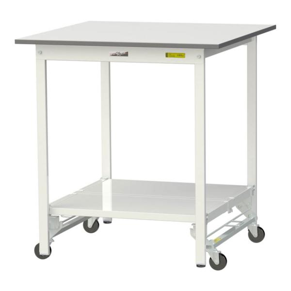 山金工業 軽量作業台 ワンタッチ移動式 全面棚付き 耐荷重150kg固定時 低圧メラミン天板 ワーク...