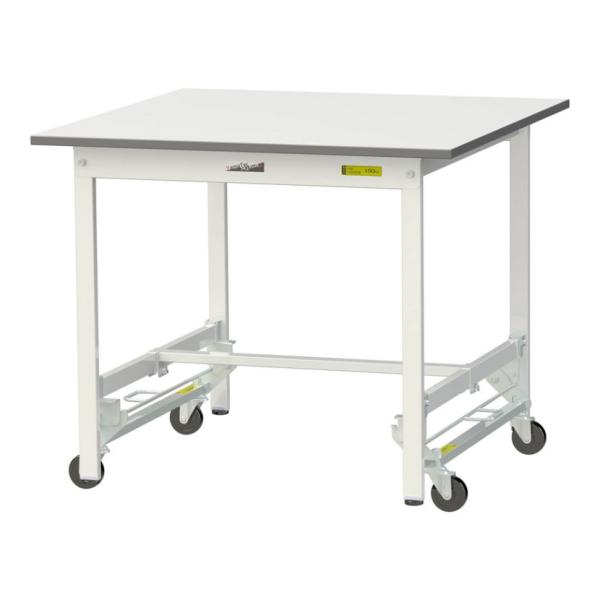 山金工業 軽量作業台 ワンタッチ移動式 耐荷重150kg固定時 低圧メラミン天板 ワークテーブル 1...