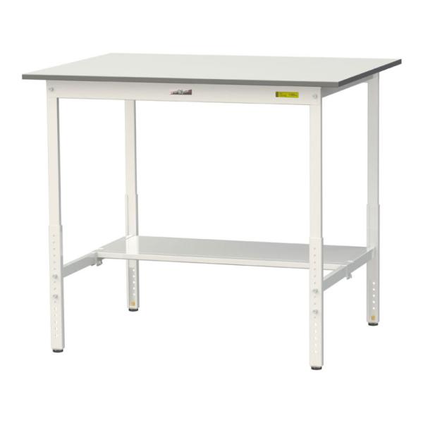山金工業 軽量作業台 高さ調整 半面棚付き 耐荷重150kg 低圧メラミン天板 ワークテーブル 15...