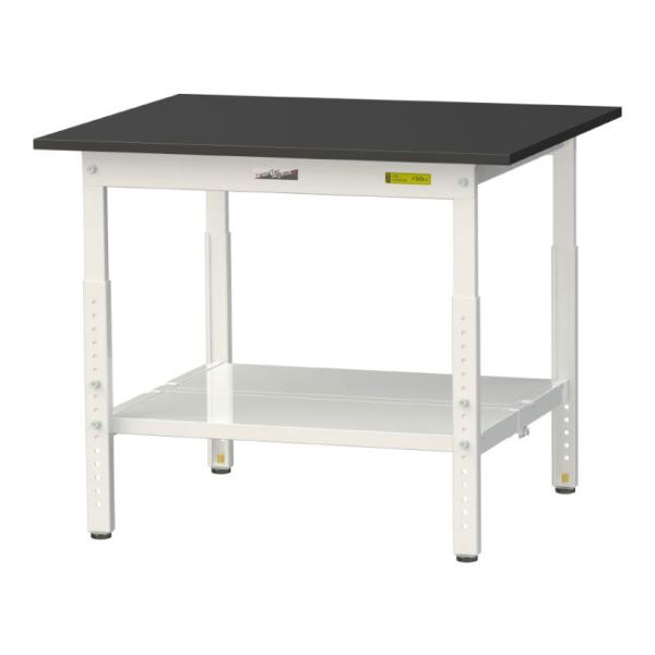 山金工業 実験用 作業台 高さ調整 全面棚付き 高耐薬品性天板 黒 ワークテーブル LABシリーズ ...