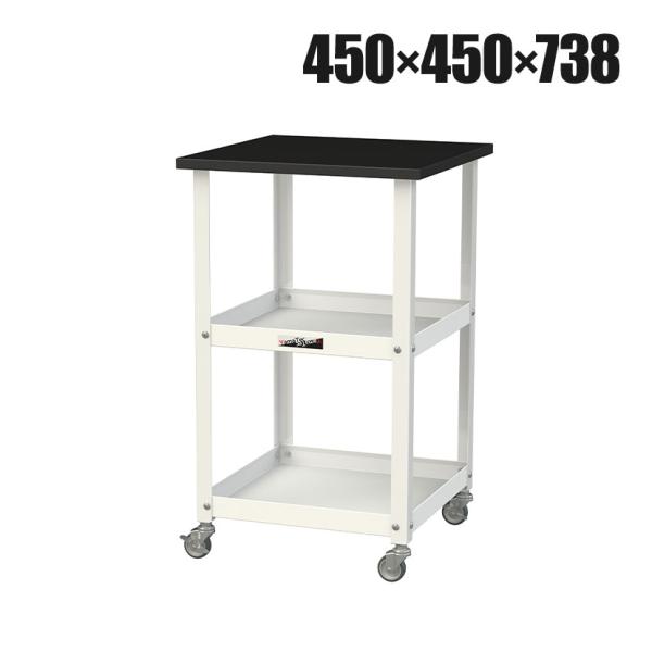 山金工業 天板付きワゴン 実験用 ラボワゴン キャスター付き 棚板2段 高耐薬品性天板 黒 ワークテ...