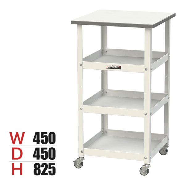 山金工業 天板付きワゴン 150ワゴン キャスター付き 棚板3段 低圧メラミン天板 ワークテーブル ...