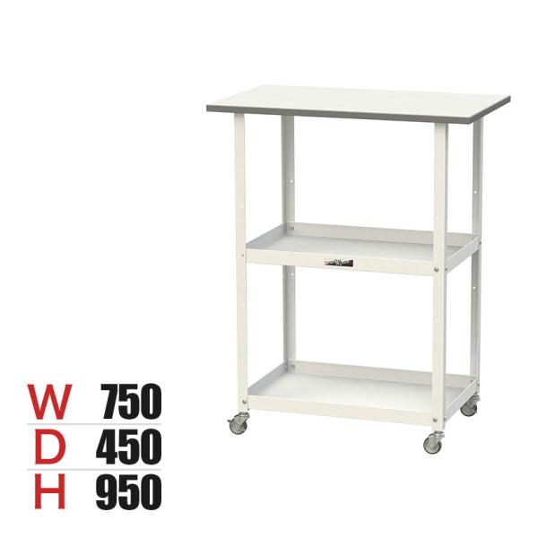 山金工業 天板付きワゴン 150ワゴン キャスター付き 棚板2段 低圧メラミン天板 ワークテーブル ...