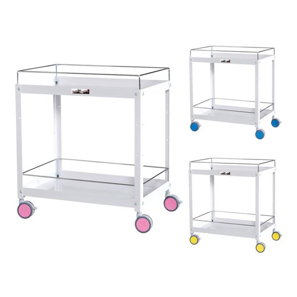 山金工業 ツールワゴン 色彩ワゴン こぼれ止め付き 2段 双輪キャスター付き 業務用 CWCF-2 ...