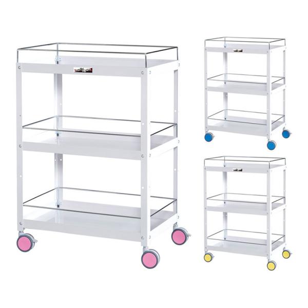 山金工業 ツールワゴン 色彩ワゴン こぼれ止め付き 3段 双輪キャスター付き 業務用 CWCF-3 ...