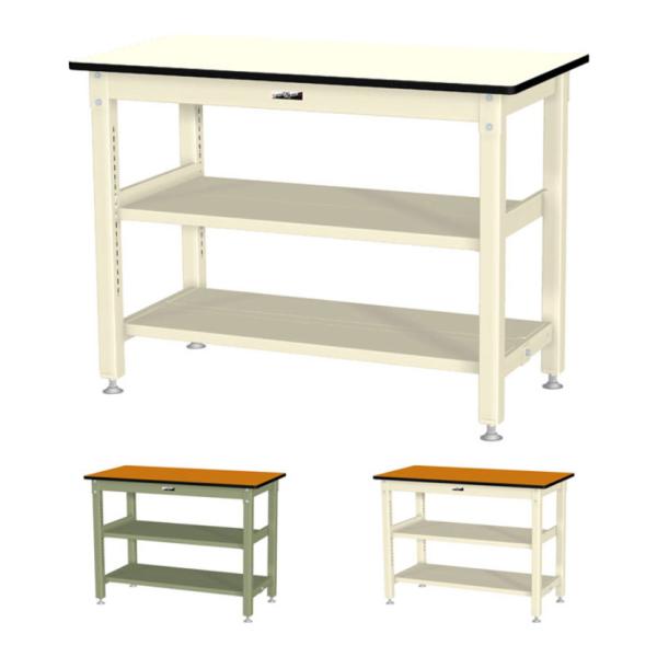 山金工業 中量作業台 中間棚付き 全面棚付き 耐荷重800kg メラミン天板 ワークテーブル 800...