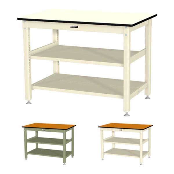 山金工業 中量作業台 中間棚付き 全面棚付き 耐荷重800kg メラミン天板 ワークテーブル 800...