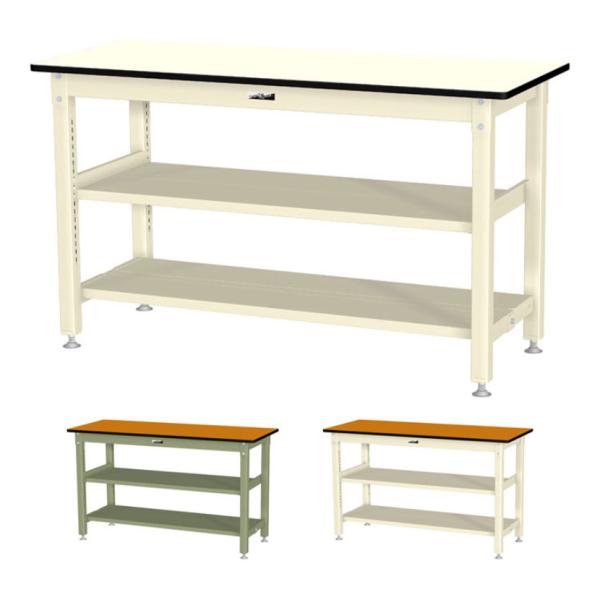山金工業 中量作業台 中間棚付き 全面棚付き 耐荷重800kg メラミン天板 ワークテーブル 800...
