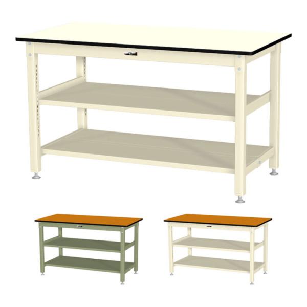 山金工業 中量作業台 中間棚付き 全面棚付き 耐荷重800kg メラミン天板 ワークテーブル 800...