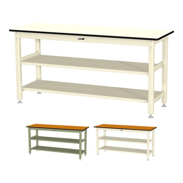 山金工業 中量作業台 中間棚付き 全面棚付き 耐荷重800kg メラミン天板 ワークテーブル 800...