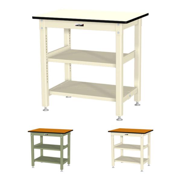 山金工業 中量作業台 中間棚付き 全面棚付き 耐荷重800kg メラミン天板 ワークテーブル 800...