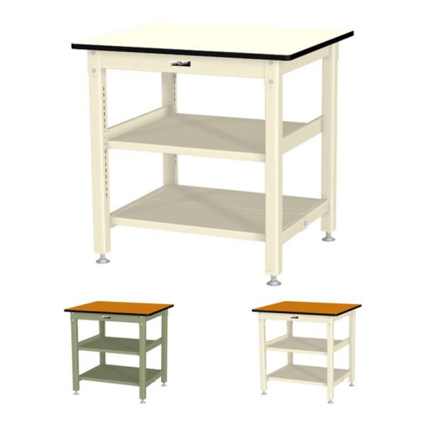 山金工業 中量作業台 中間棚付き 全面棚付き 耐荷重800kg メラミン天板 ワークテーブル 800...