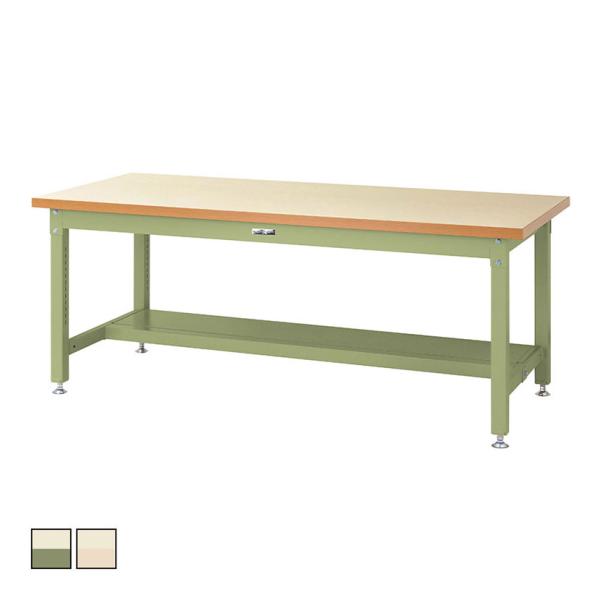 山金工業 重量作業台 半面棚付き 耐荷重3000kg メラミン天板 ワークテーブル スーパータイプ ...