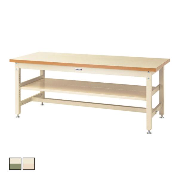 山金工業 重量作業台 中間棚付き 耐荷重3000kg メラミン天板 ワークテーブル スーパータイプ ...