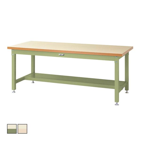 山金工業 重量作業台 半面棚付き 耐荷重3000kg メラミン天板 ワークテーブル スーパータイプ ...