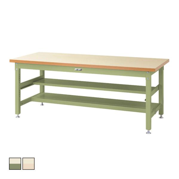 山金工業 重量作業台 中間棚付き 半面棚付き 耐荷重3000kg メラミン天板 ワークテーブル スー...