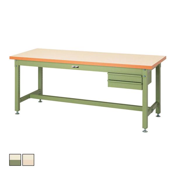 山金工業 重量作業台 2段引き出し付き 耐荷重3000kg メラミン天板 ワークテーブル スーパータ...