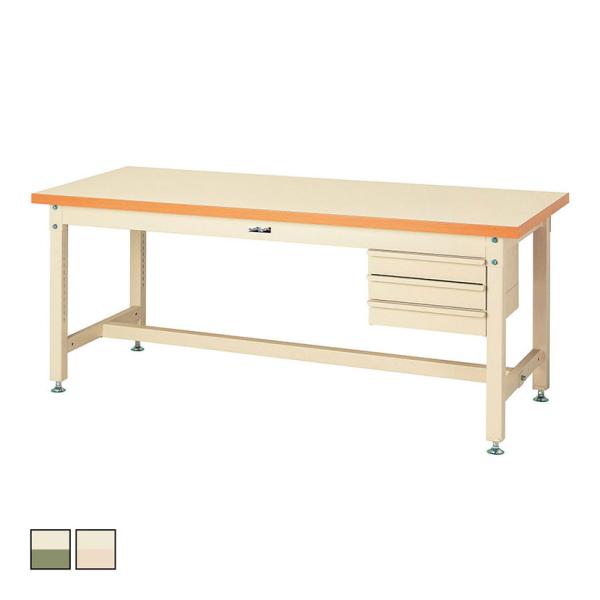 山金工業 重量作業台 3段引き出し付き 耐荷重3000kg メラミン天板 ワークテーブル スーパータ...