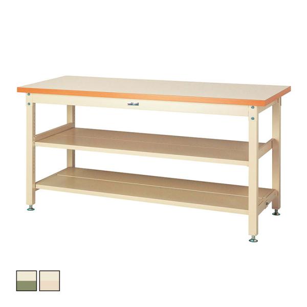 山金工業 重量作業台 中間棚付き 全面棚付き 耐荷重3000kg メラミン天板 ワークテーブル スー...