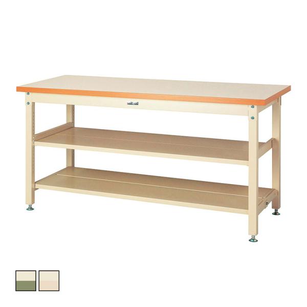 山金工業 重量作業台 中間棚付き 全面棚付き 耐荷重3000kg メラミン天板 ワークテーブル スー...