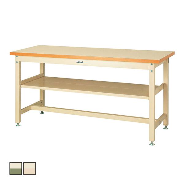 山金工業 重量作業台 中間棚付き 耐荷重3000kg メラミン天板 ワークテーブル スーパータイプ ...